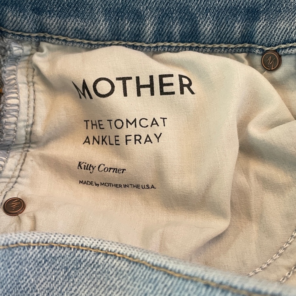 MOTHER Tomcat Ankle Fray in Kitty Corner Straight Leg light denim Jeans size 27 - Picture 9 of 14